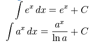 فرمول‌های انتگرال گیری از توابع نمایی